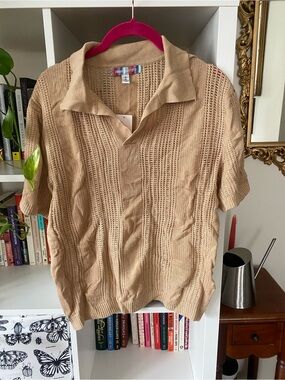 Urban Outfitters Open Knit Collared Top